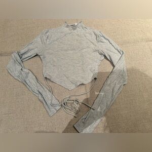 Light blue open back cropped long sleeve from princess polly